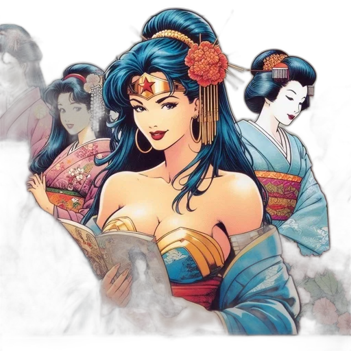 comic book art, fantasy art, concept art, photorealistic, fire, underwater, ensemble, animated transparent PNG cut-out