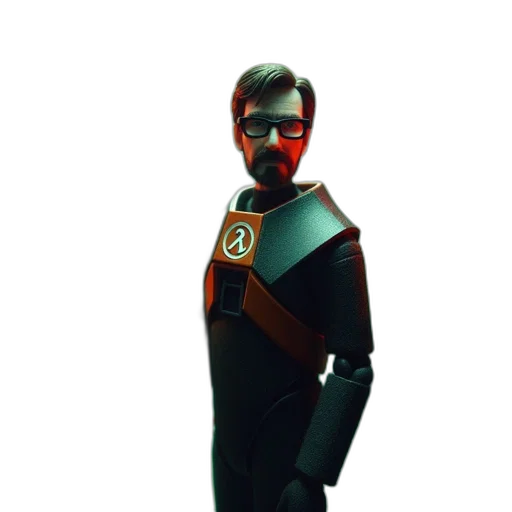 staff, mask, robot, jacket, concept art, 3d render, comic book art, cartoon transparent PNG cut-out