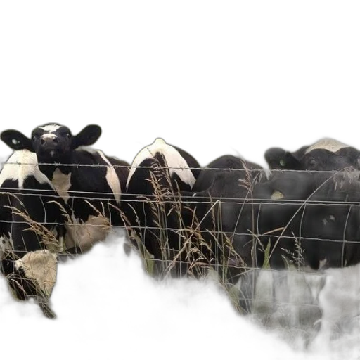 animal, photorealistic, fog, snow, herd, black, white, cows transparent PNG cut-out