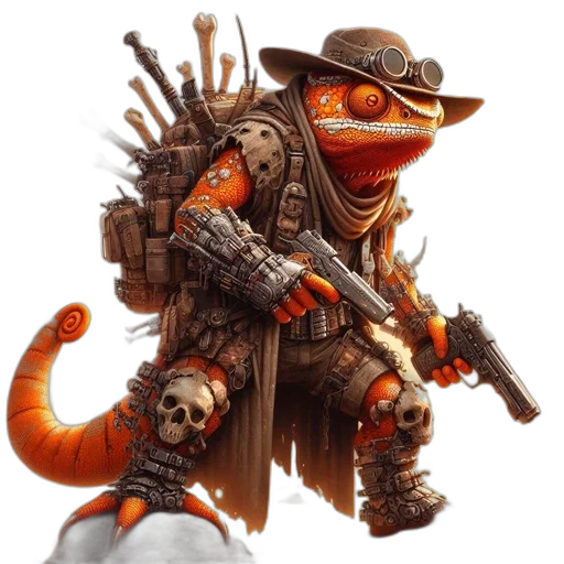 animal, dragon, weapon, concept art, fantasy art, pixel art, comic book art, post-apocalyptic transparent PNG cut-out