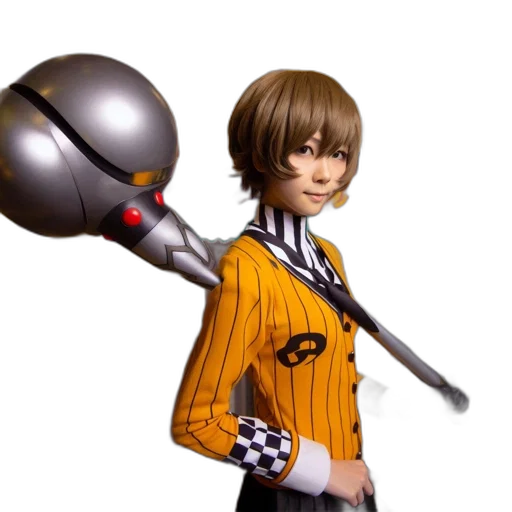 robot, weapon, staff, jacket, 3d render, concept art, photorealistic, anime transparent PNG cut-out