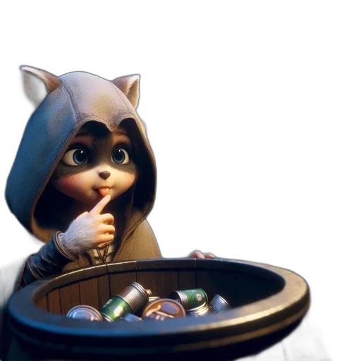 robot, food, creature, 3d render, concept art, fantasy art, photorealistic, hooded transparent PNG cut-out