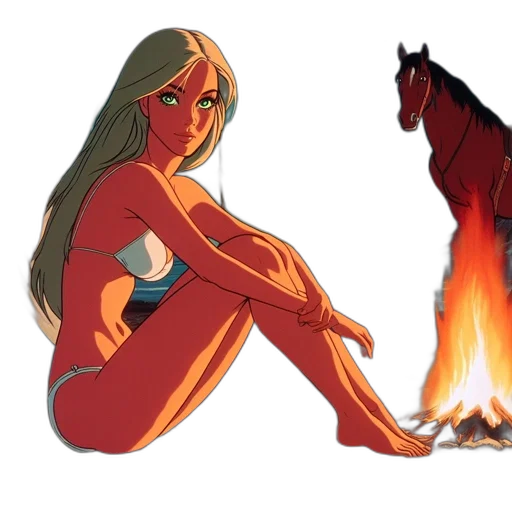 concept art, comic book art, fantasy art, pixel art, fire, red, nighttime, scene transparent PNG cut-out