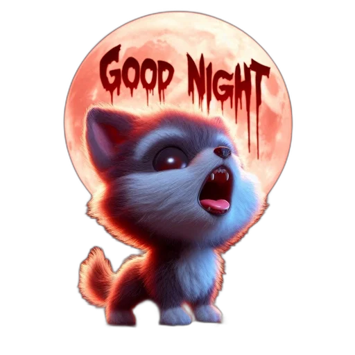 concept art, fantasy art, pixel art, cartoon, night, young, animated, wolf transparent PNG cut-out