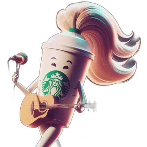 hair, staff, cartoon, concept art, 3d render, photorealistic, anthropomorphized, starbucks transparent PNG cut-out