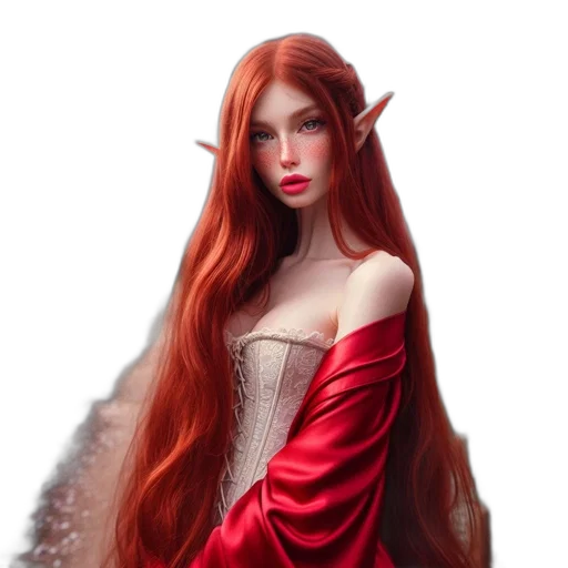 dress, hair, dragon, fantasy art, concept art, photorealistic, 3d render, red transparent PNG cut-out