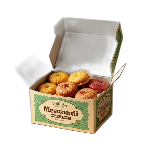 food, 3d render, box, matatabi, bicho, cookies, open, revealing transparent PNG cut-out