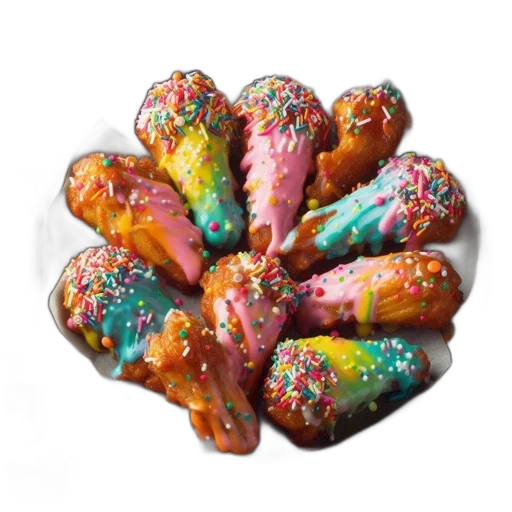 food, jewelry, jacket, photorealistic, 3d render, colorful, chicken, wings transparent PNG cut-out