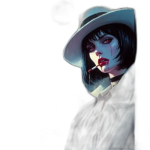 hat, face, mask, jacket, comic book art, concept art, watercolor, photorealistic transparent PNG cut-out