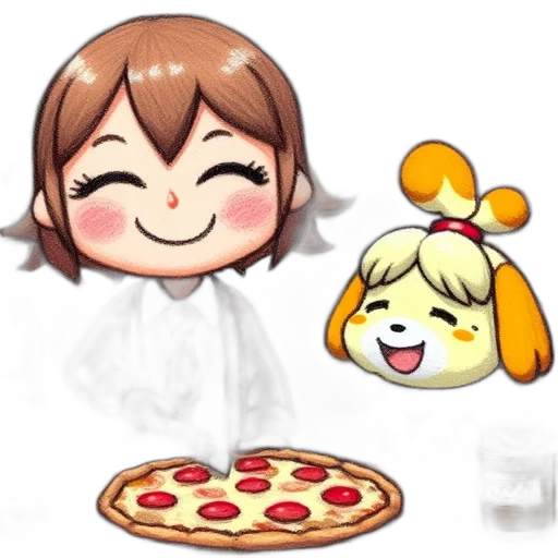 food, pixel art, concept art, anime, cartoon, monochrome, two, characters transparent PNG cut-out
