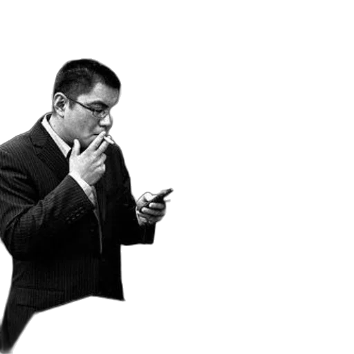 staff, jacket, concept art, man, suit, smoking, cigarette, while transparent PNG cut-out
