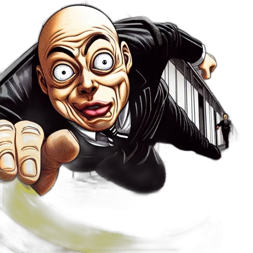 comic book art, concept art, cartoon, photorealistic, bald, man, exaggerated, facial transparent PNG cut-out