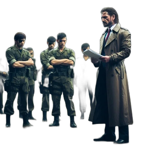 jacket, staff, concept art, pixel art, military, training, ground, man transparent PNG cut-out