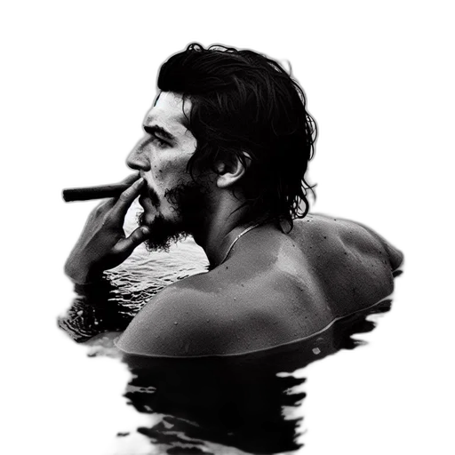 face, photorealistic, comic book art, pencil sketch, underwater, man, wavy, hair transparent PNG cut-out