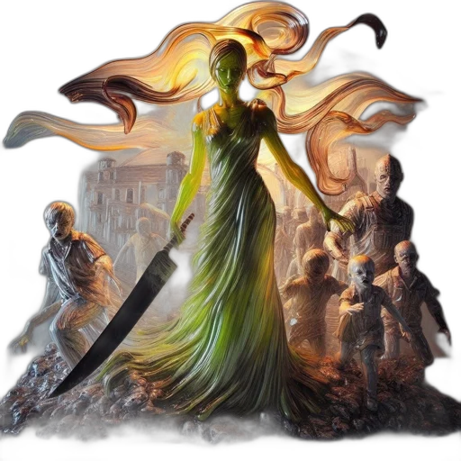 dress, staff, sword, fantasy art, concept art, pixel art, comic book art, fire transparent PNG cut-out