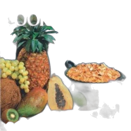 food, crown, photorealistic, 3d render, oil painting, cover, hawaiian, cookbook transparent PNG cut-out