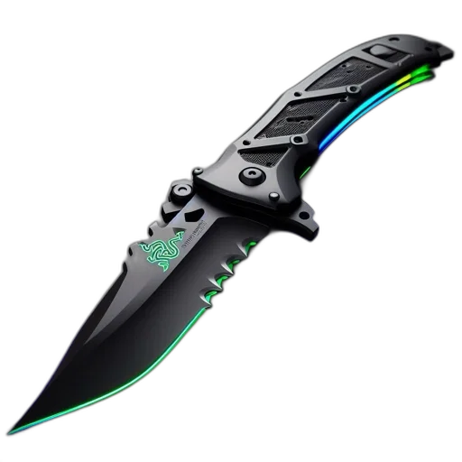 weapon, sword, staff, cyberpunk, 3d render, green, tactical, knife transparent PNG cut-out