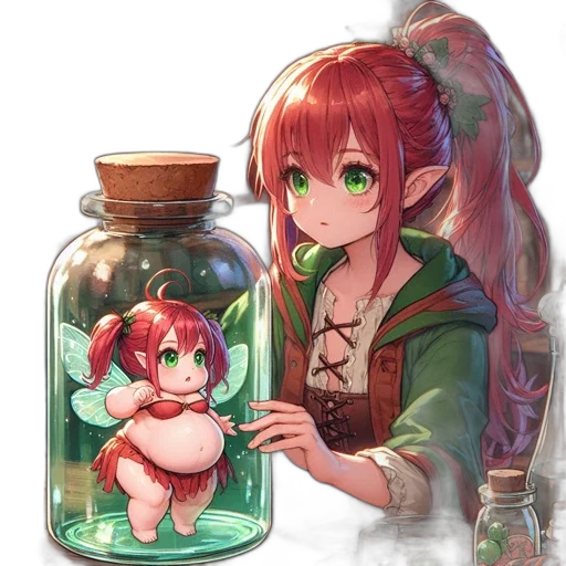 bottle, dragon, creature, dress, fantasy art, pixel art, concept art, anime transparent PNG cut-out
