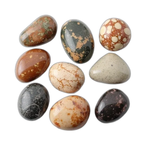 jewelry, food, photorealistic, earth tones, golden, collection, polished, stones transparent PNG cut-out