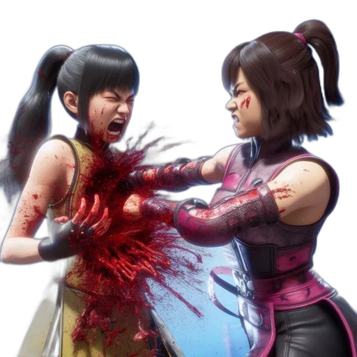 concept art, two, animated, fighters, engage, intense, combat, sequence transparent PNG cut-out