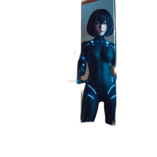 robot, jacket, dress, creature, 3d render, concept art, cyberpunk, anime transparent PNG cut-out