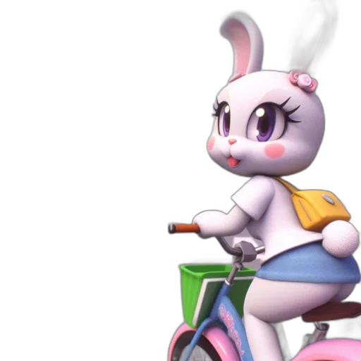 concept art, 3d render, cartoon, photorealistic, pastel, animated, rabbit, rides transparent PNG cut-out