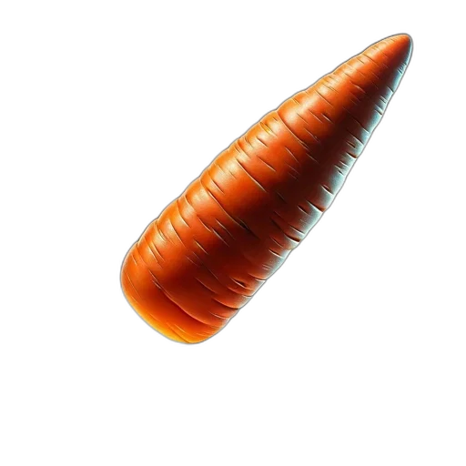 hair, weapon, jewelry, crown, 3d render, photorealistic, elongated, carrot-shaped transparent PNG cut-out