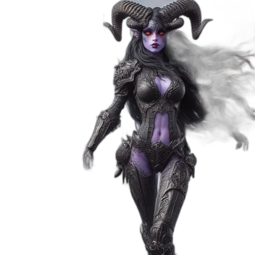 concept art, fantasy art, 3d render, dark, snowy, landscape, mountains, purple-skinned transparent PNG cut-out