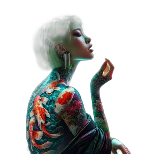 dress, jewelry, jacket, face, photorealistic, fantasy art, cyberpunk, concept art transparent PNG cut-out