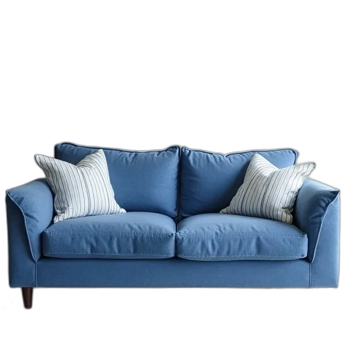 furniture, 3d render, photorealistic, blue transparent PNG cut-out