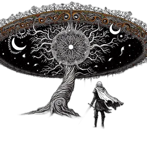 tree, hat, dress, creature, concept art, fantasy art, pixel art, comic book art transparent PNG cut-out