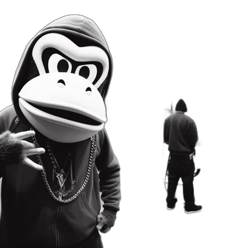 jacket, animal, night, near, gas, station, figure, wears transparent PNG cut-out