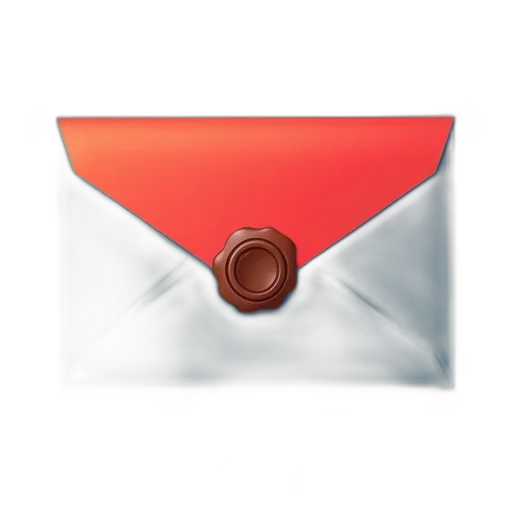 3d render, stylized, illustration, red, blue, envelope, brown, seal transparent PNG cut-out