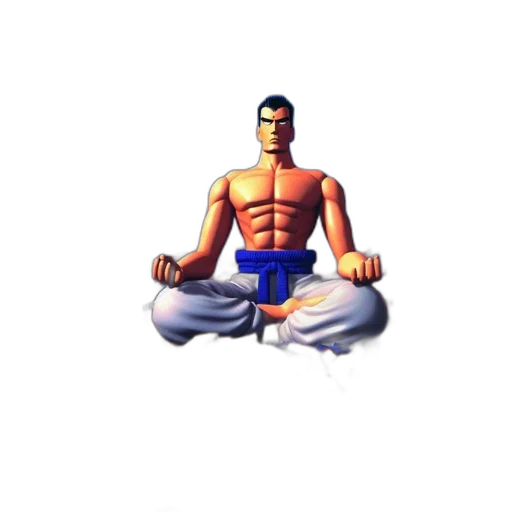 pixel art, 3d render, concept art, vaporwave, muscular, figure, blue, pants transparent PNG cut-out