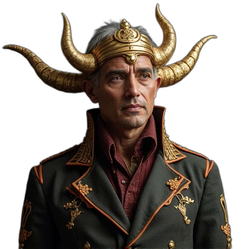 crown, hat, staff, jacket transparent PNG cut-out