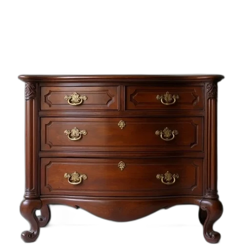 furniture, crown, wooden, dresser, dark, brown, finish, brass transparent PNG cut-out