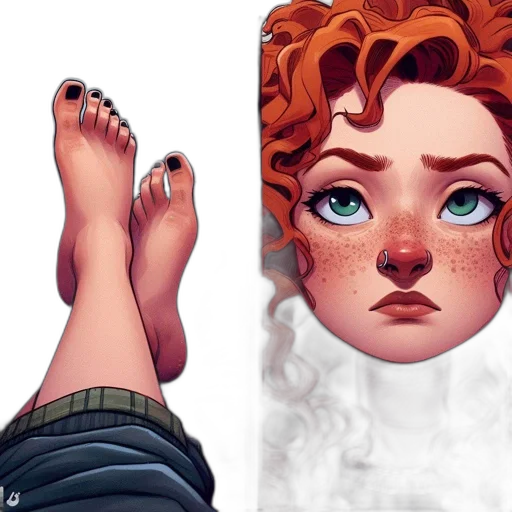 shoes, face, concept art, comic book art, photorealistic, fantasy art, fire, earth tones transparent PNG cut-out