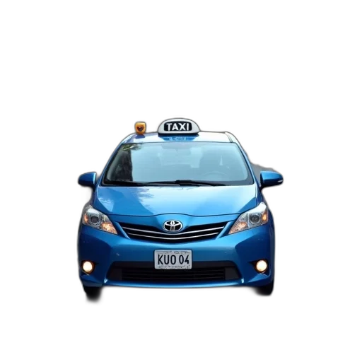 car, blue, taxi, parked, city, street, sign, top transparent PNG cut-out