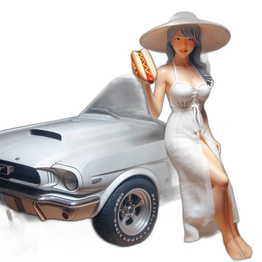 car, dress, photorealistic, 3d render, concept art, fantasy art, figurine, woman transparent PNG cut-out
