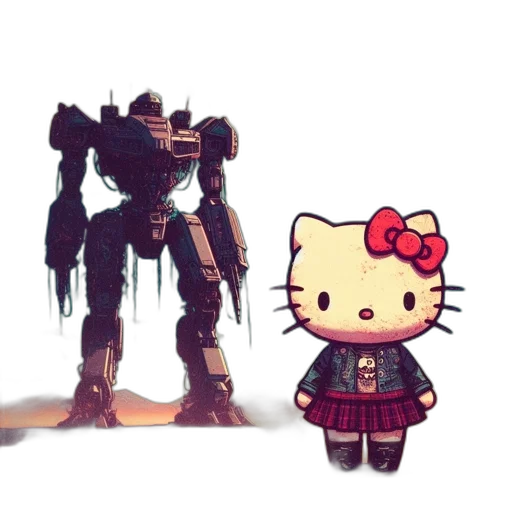 robot, weapon, animal, concept art, cyberpunk, pixel art, 3d render, dark transparent PNG cut-out