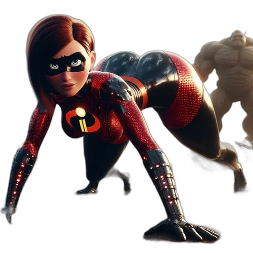 concept art, 3d render, comic book art, scene, features, fiery, red-haired, animated transparent PNG cut-out