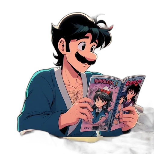 comic book art, anime, cartoon, concept art, man, reads, kunglox, manga transparent PNG cut-out