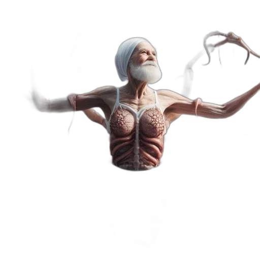 creature, robot, concept art, 3d render, fantasy art, photorealistic, aged, man transparent PNG cut-out