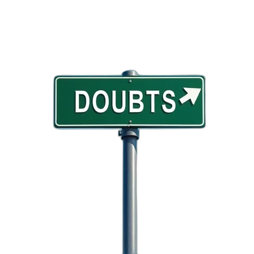 green, street, sign, word, doubts, mounted, pole, has transparent PNG cut-out