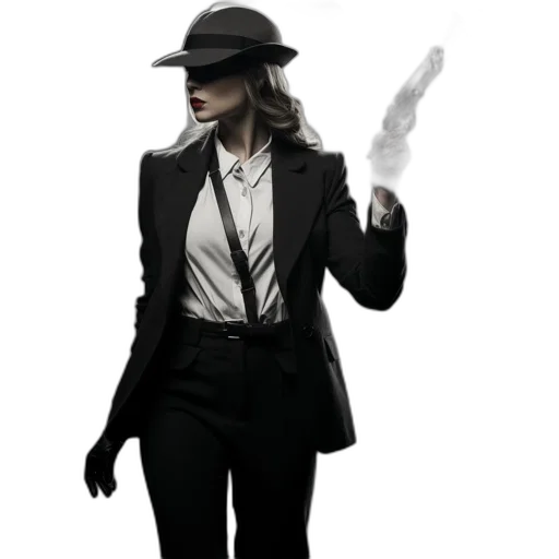 staff, jacket, hat, umbrella, concept art, comic book art, photorealistic, 3d render transparent PNG cut-out