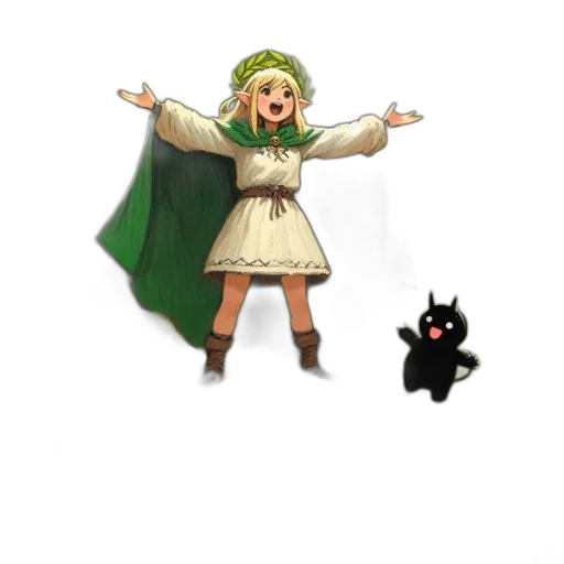 staff, dress, pixel art, concept art, fantasy art, 3d render, green, young transparent PNG cut-out
