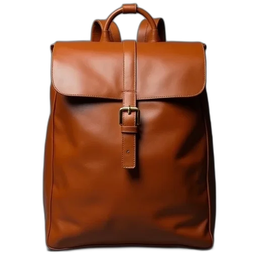 tan, brown, leather, backpack transparent PNG cut-out