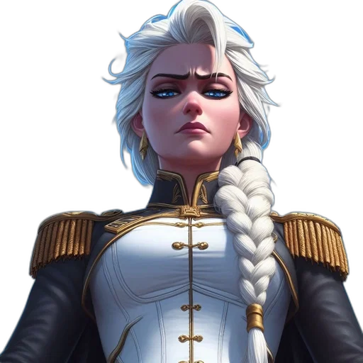 crown, face, staff, jacket, concept art, fantasy art, comic book art, anime transparent PNG cut-out