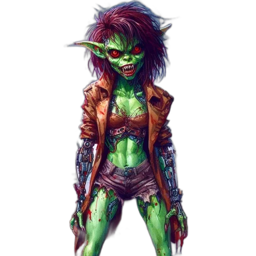 jacket, creature, concept art, fantasy art, cyberpunk, comic book art, green, urban transparent PNG cut-out