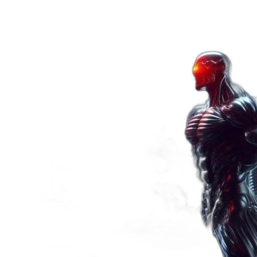 robot, concept art, 3d render, comic book art, cyberpunk, red, futuristic, battle transparent PNG cut-out